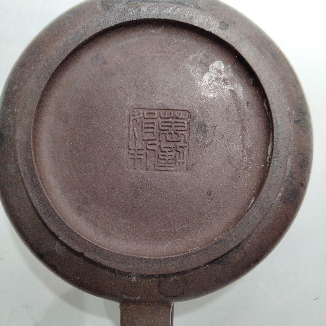 M135-3 清朝期 万豊順記款 (萬豊順記) 平底 紫砂壺 朱泥壺 紫砂急須