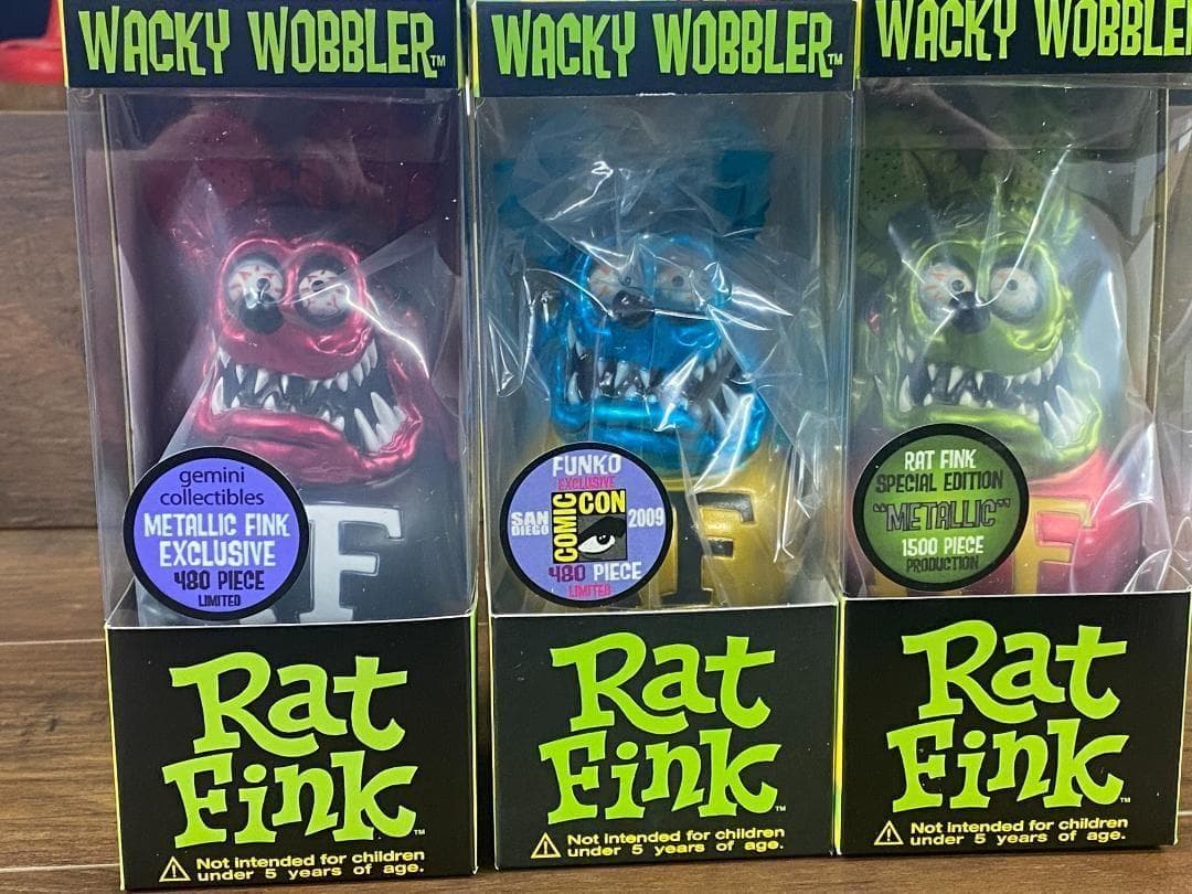 Rat Fink ラットフィンク ボビングヘッド メタリック フィギュア 3体組