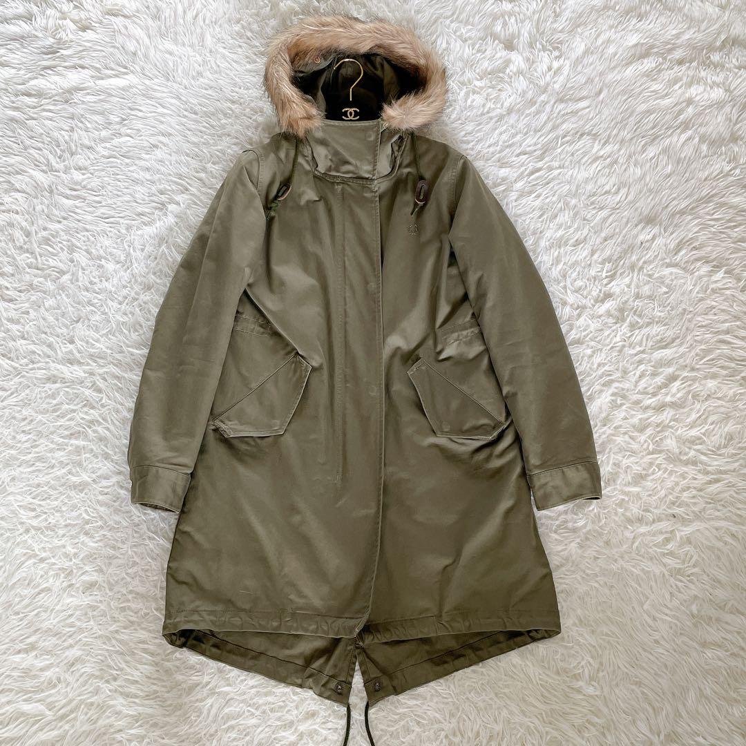 【フレッドペリー】英国柄 モッズコート ボアライナー ユニオンジャック カーキM