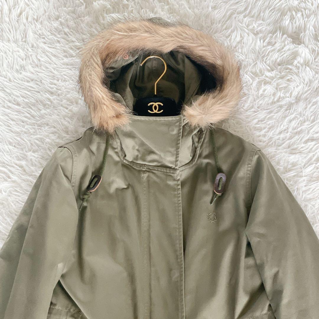 【フレッドペリー】英国柄 モッズコート ボアライナー ユニオンジャック カーキM