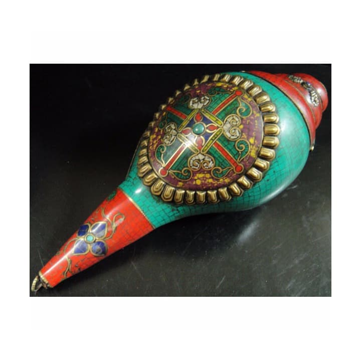 ◆チベット密教法具　法螺貝（シャンカ）羯磨（カツマ） M3