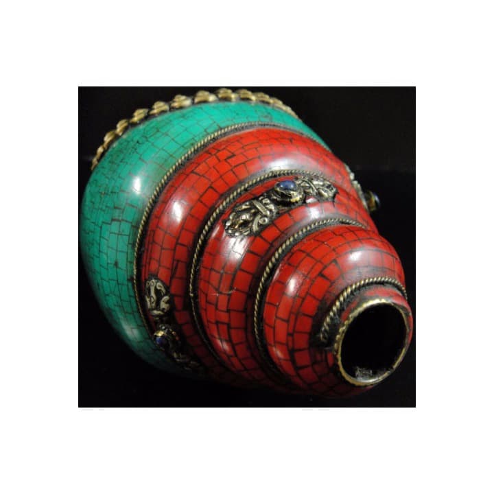 ◆チベット密教法具　法螺貝（シャンカ）羯磨（カツマ） M3