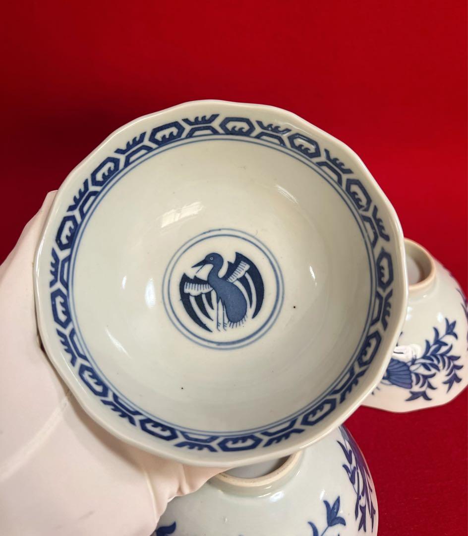 中国美術 景德鎭 青華染付 鳳紋樣茶椀3点 景德古窑 磁器