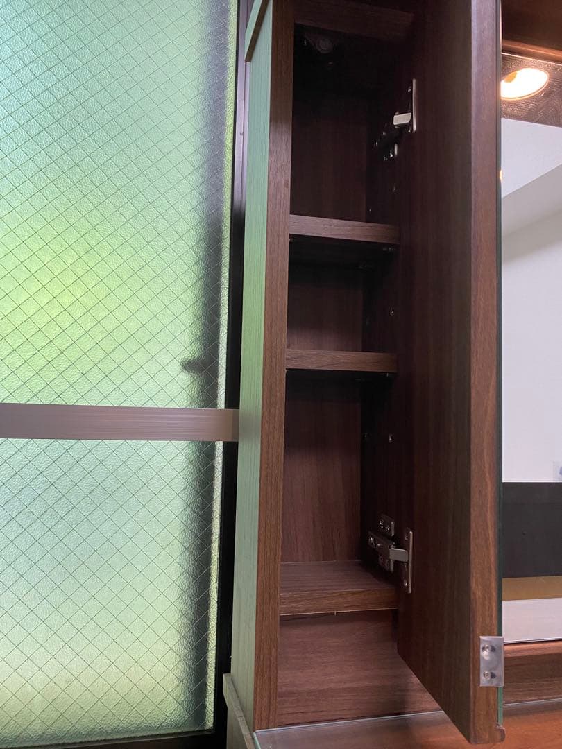 三面鏡ドレッサー 幅60cm 鏡裏収納・ライト付き