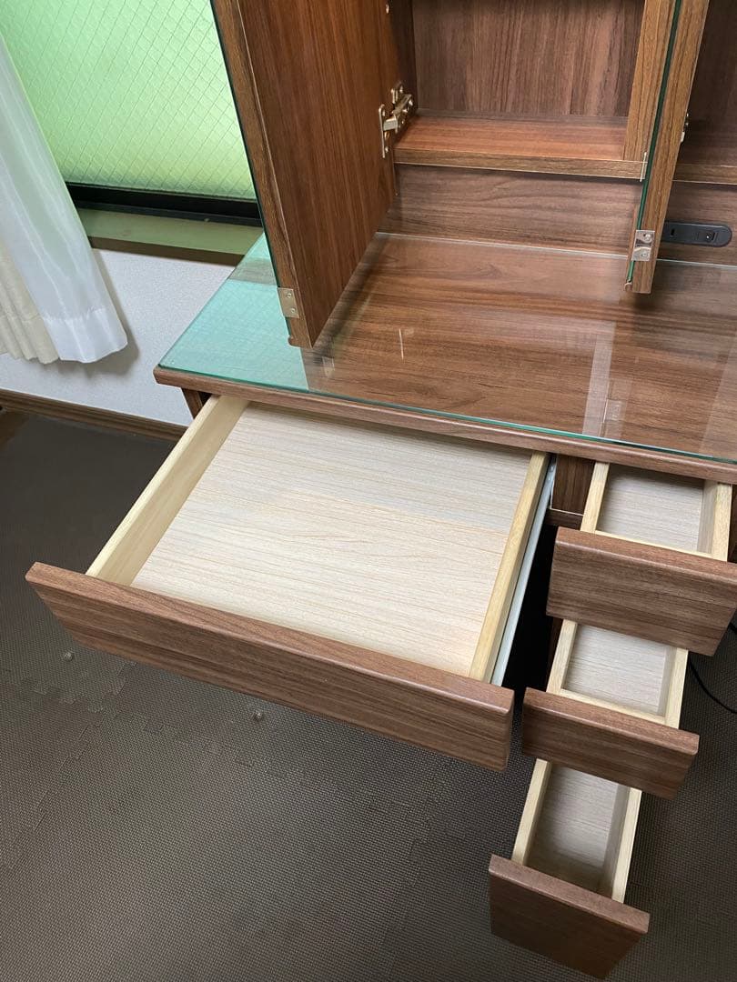 三面鏡ドレッサー 幅60cm 鏡裏収納・ライト付き