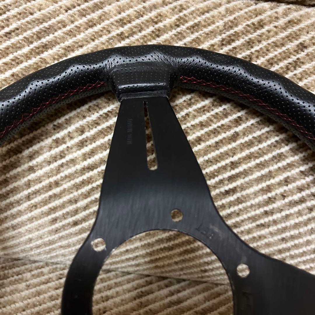 ナルディステアリング パンチングレザー レッドステッチ ディープコーンFET美品