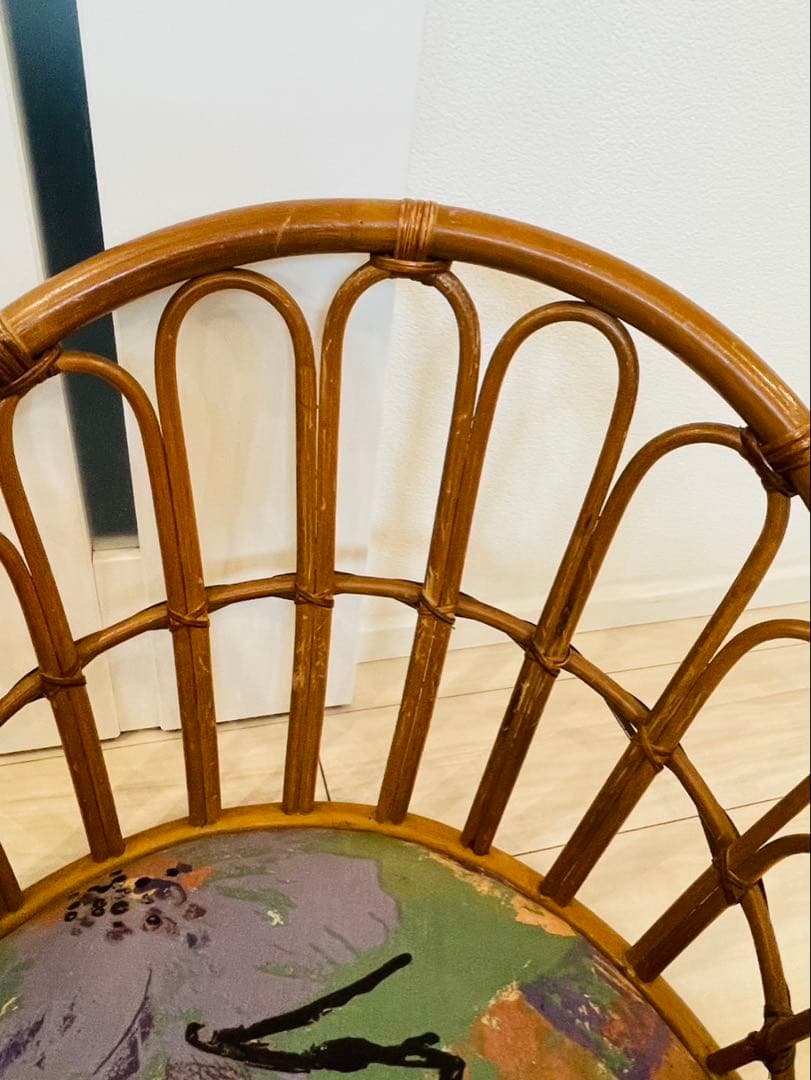 【3点セット】籐　座椅子　昭和　レトロ　和　アンティーク　ラタン
