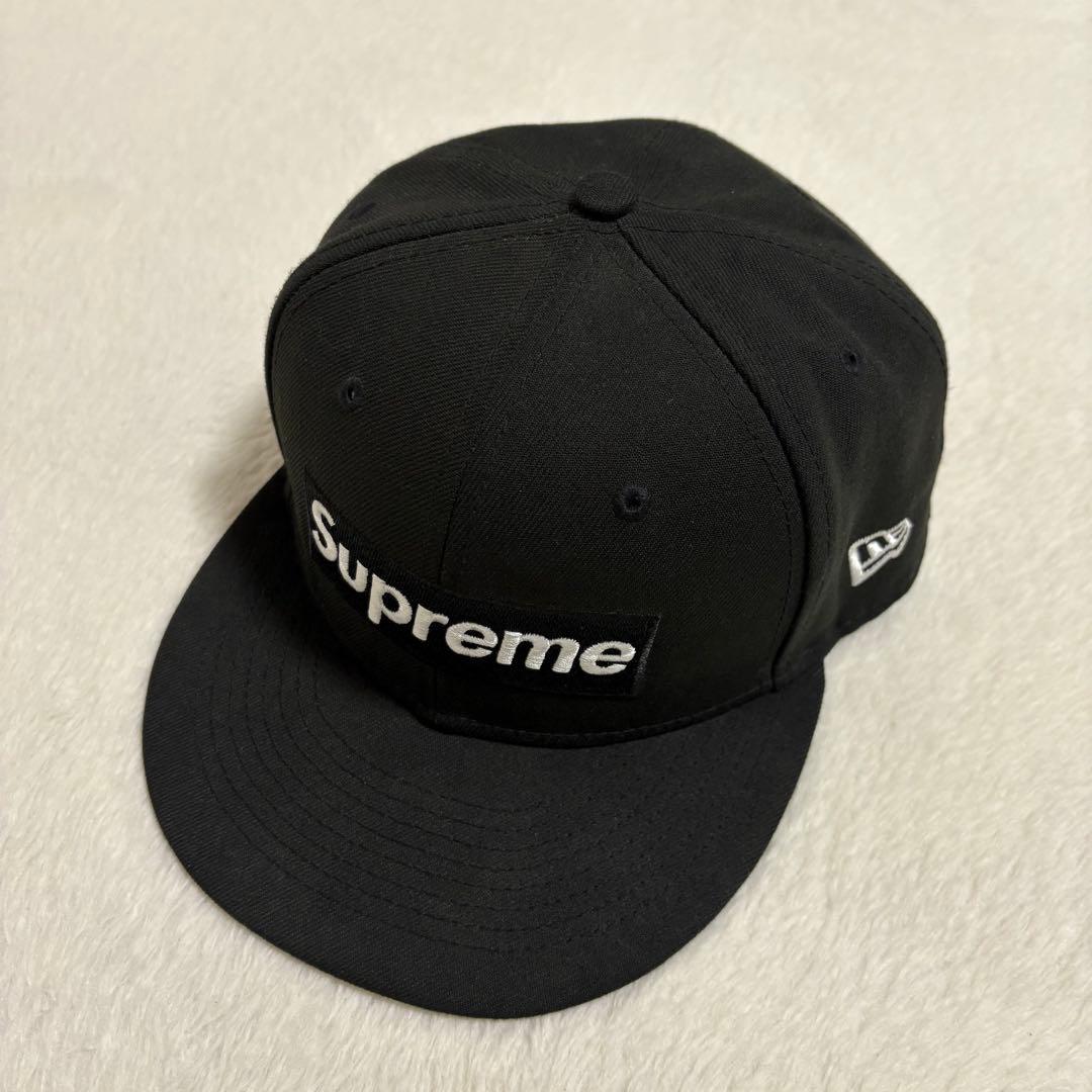Supreme × NEW ERA ボックスロゴ 6パネルcap 黒 7と5/8