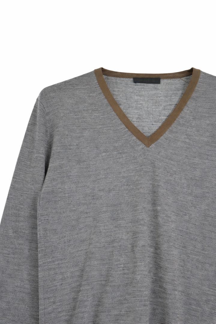 2012 PRADA Vネックニット　イタリア製　ブラウン×グレー