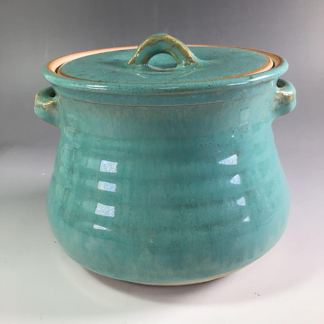 Ｒ６７　水指　『在銘』『青磁』『耳付水指』　木箱　茶道具