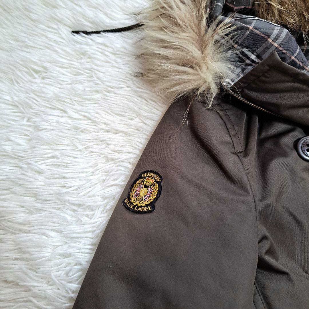 【BURBERRY BLUE LABEL】ラクーンファーノバチェックモッズコート