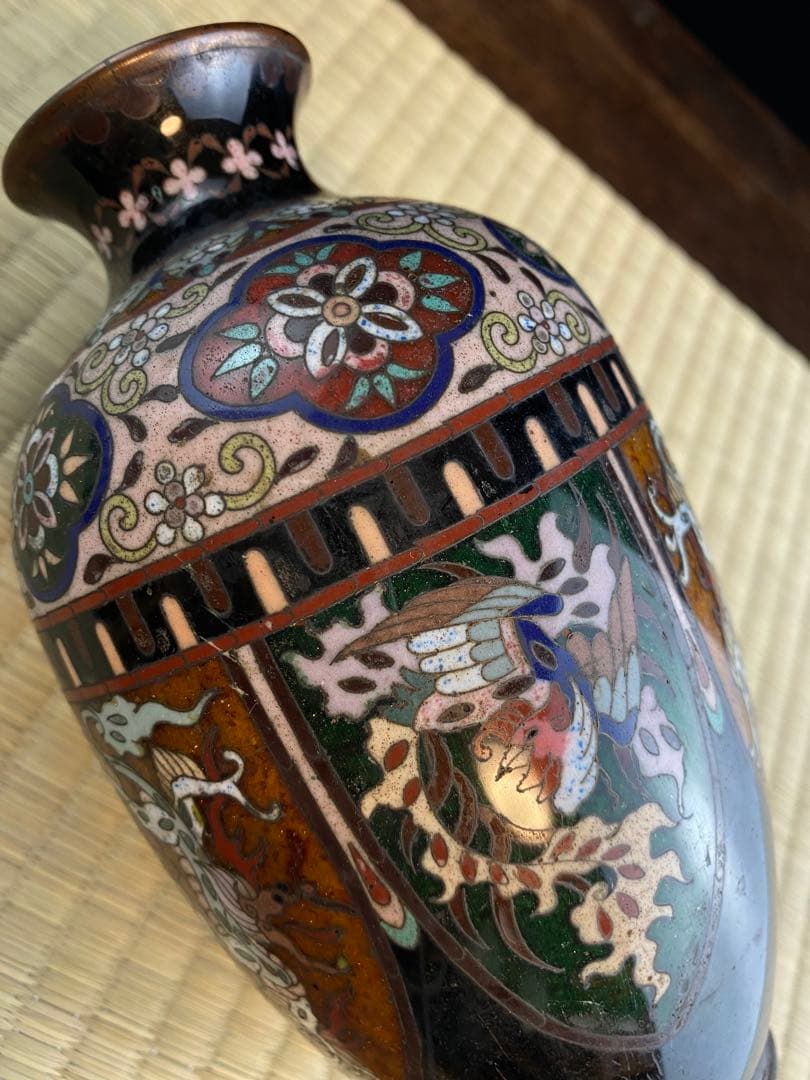 日本明治時期七宝花瓶 陶瓷 景泰蓝 日本烧