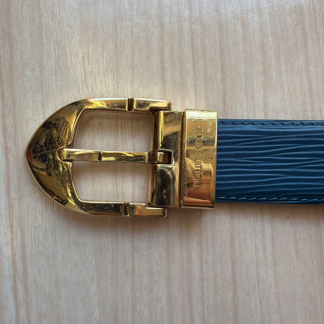 LOUIS VUITTON 全長約90cm エピ サンチュール レザーベルト　青