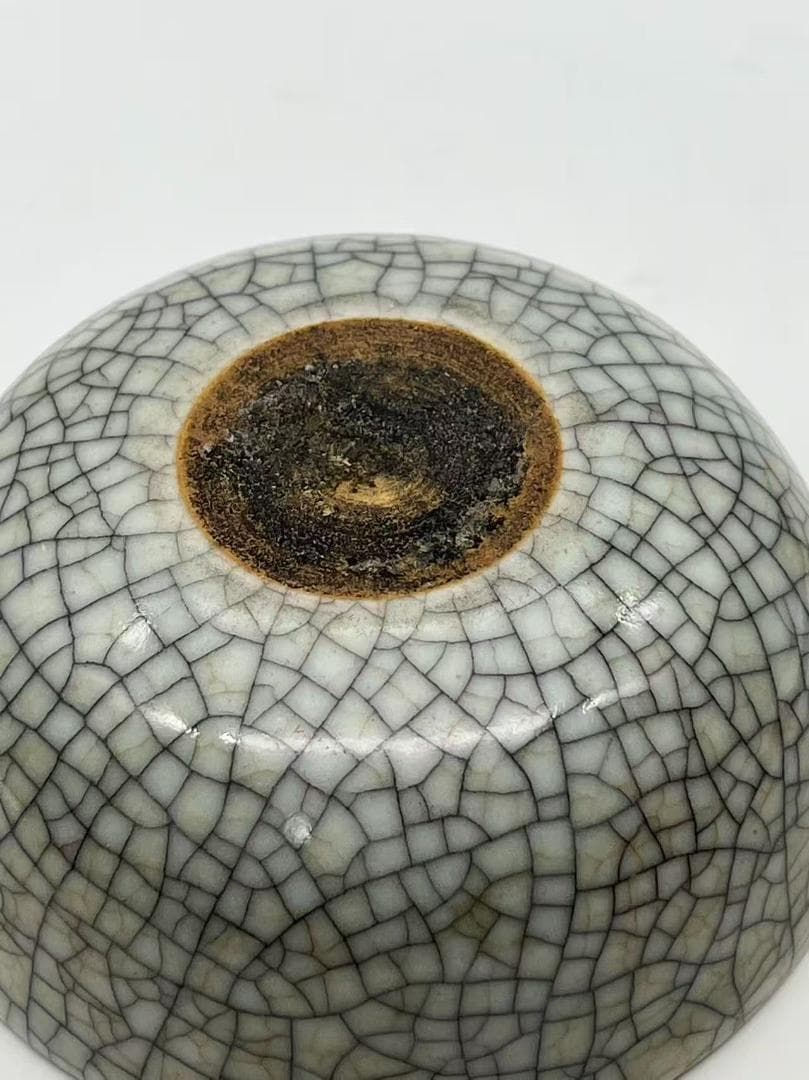 南宋時代　哥釉洗 哥窯氷裂紋洗　青磁　仿哥釉墩式洗　金絲鉄線(F-125)