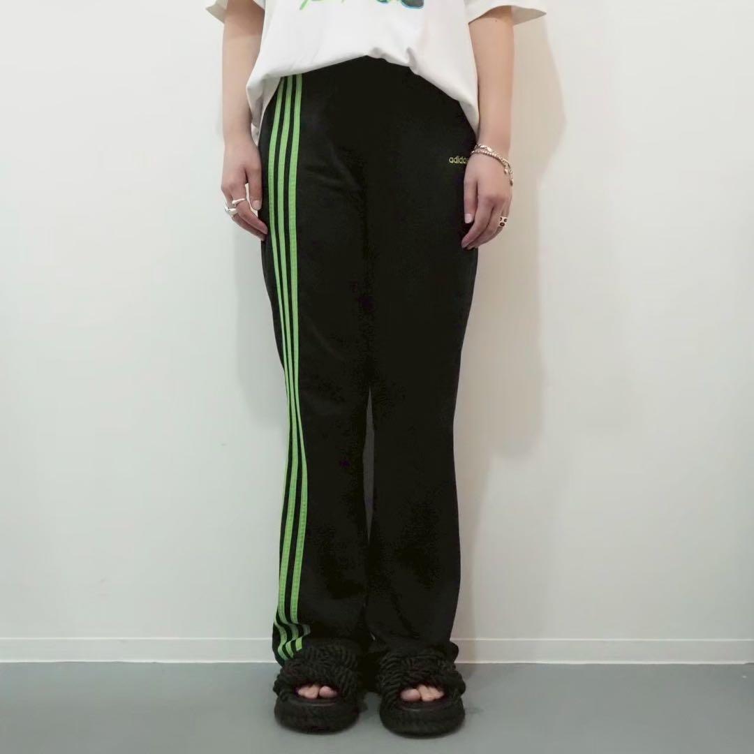 adidas ブラック グリーン ジャージパンツ トラックパンツ 古着