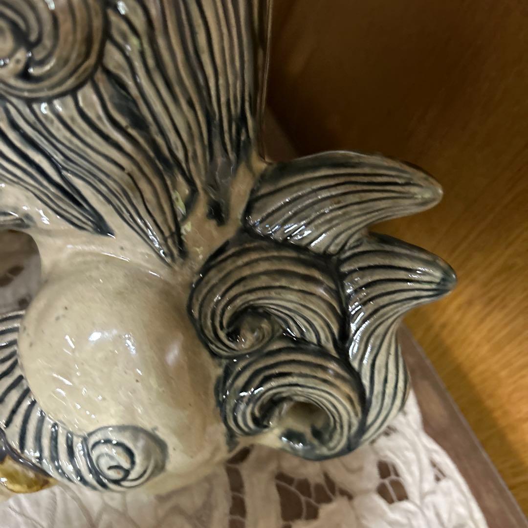 シーサー獅子の陶器像 2体セット