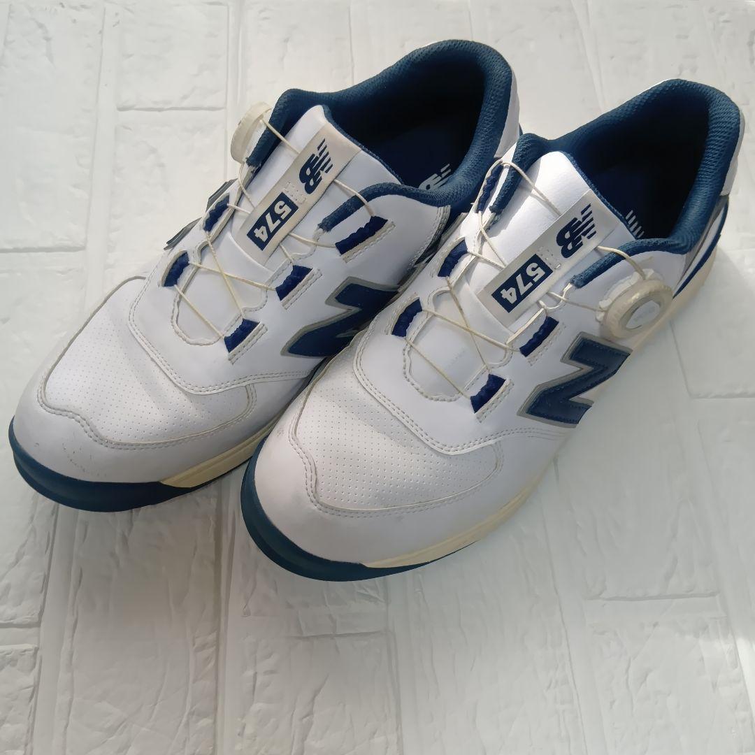 New Balance 574 ゴルフシューズ ホワイト/ネイビー　27.5㎝