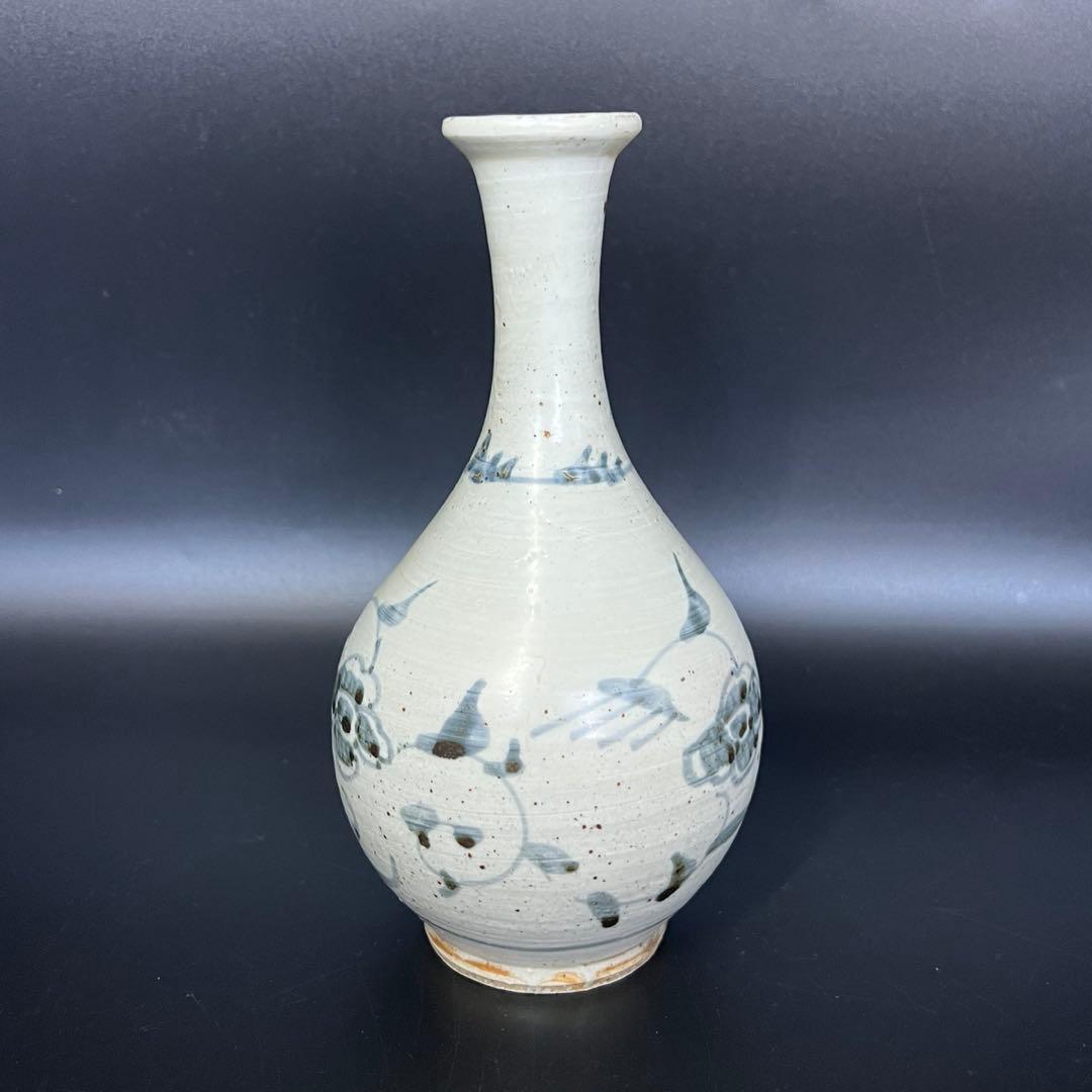 江戸後期〜幕末 伊万里 白磁染付 鶴首徳利（花入） 民藝 古美術骨董◎古道具庵々