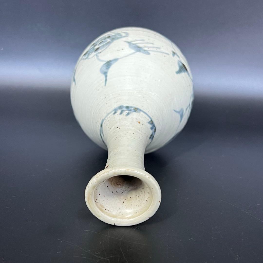 江戸後期〜幕末 伊万里 白磁染付 鶴首徳利（花入） 民藝 古美術骨董◎古道具庵々