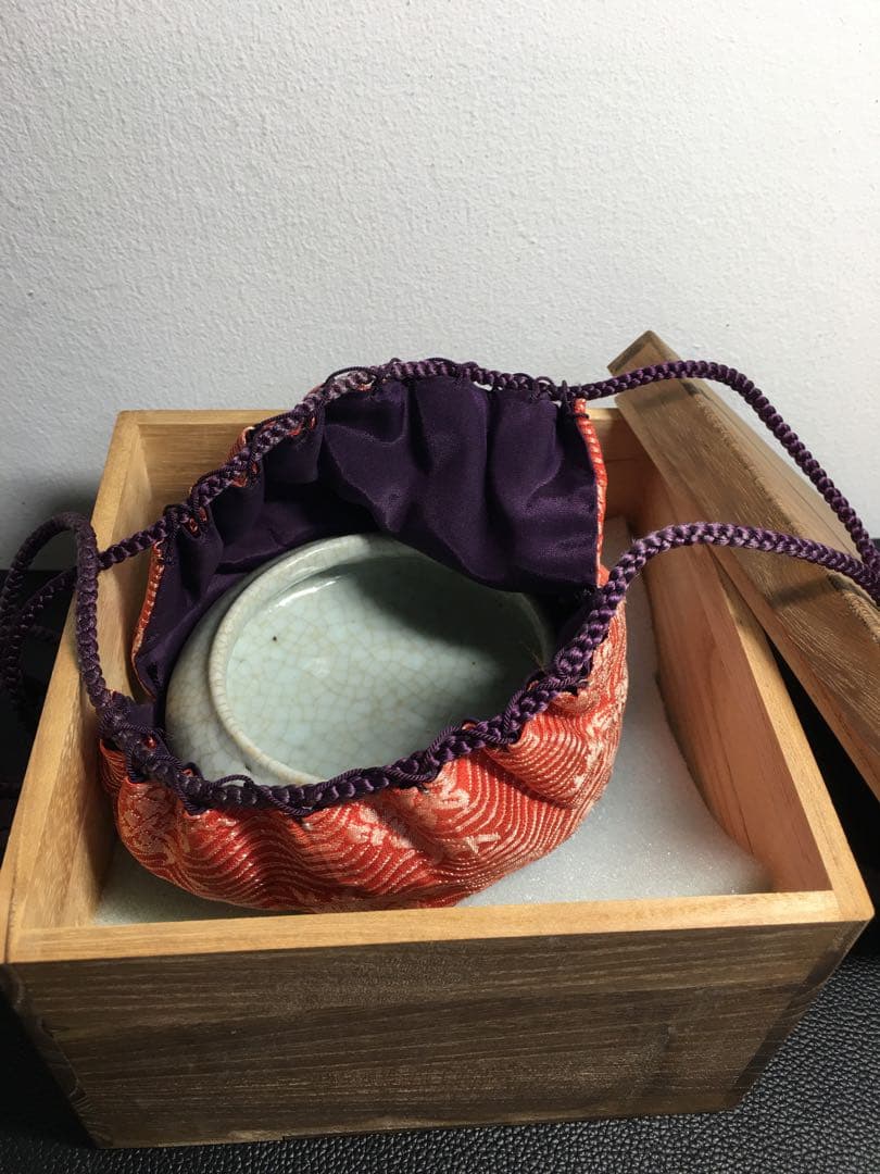 中国古美術 大清康熙年製 在銘あり 時代物 筆洗 青磁 貫入