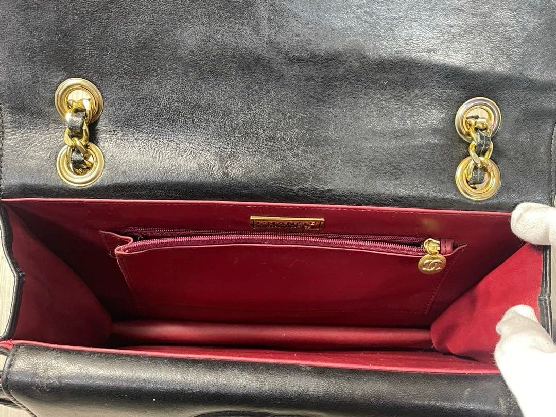 CHANELデカマトラッセ シングルフラップ ダブルチェーン ショルダーバッグ