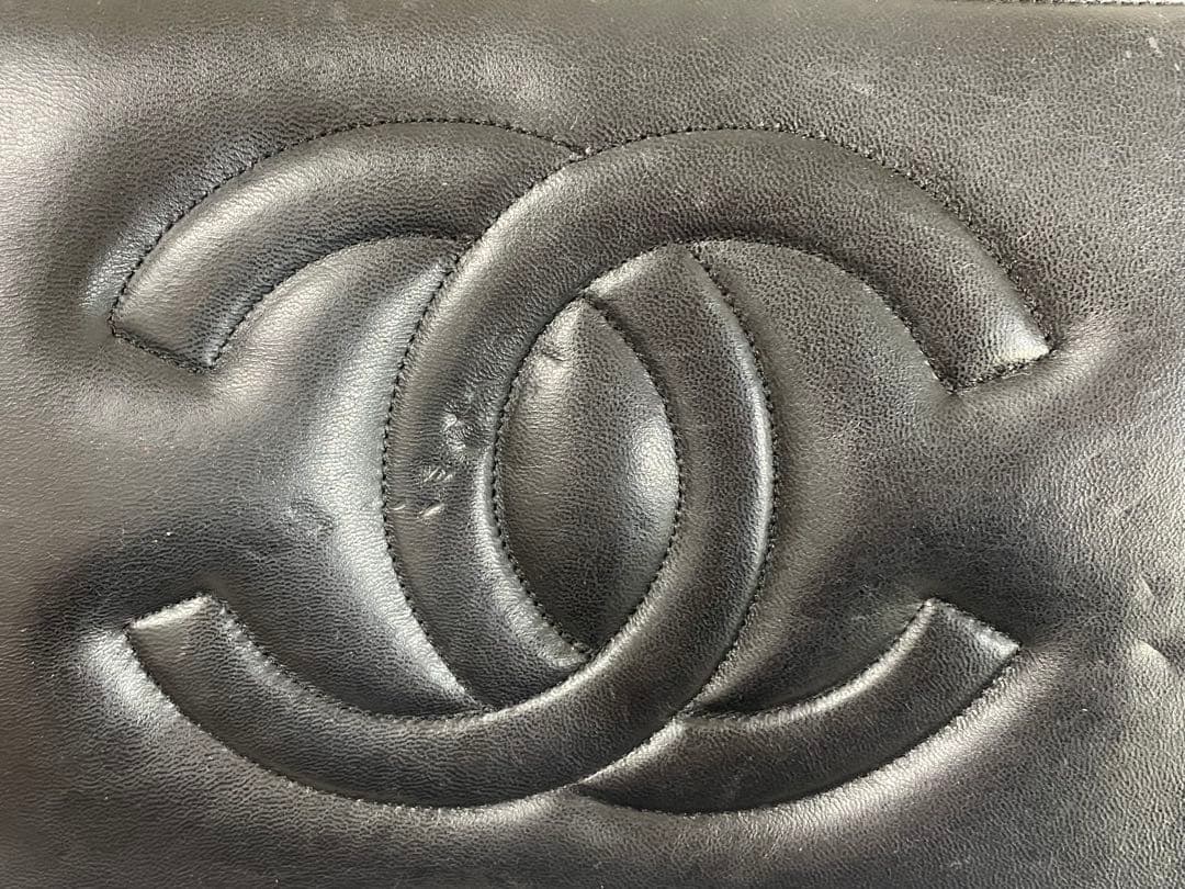 CHANELデカマトラッセ シングルフラップ ダブルチェーン ショルダーバッグ