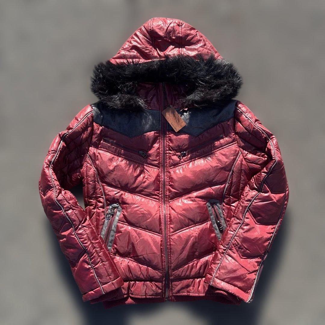 O0s archive ファー付き ダウンジャケット お兄系y2k 平成 赤