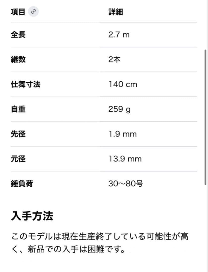 船竿　alpha tackle TITUS MPG MODEL271