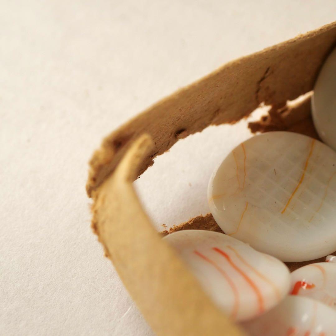 元箱入り乳白色マーブルおはじき 140枚以上 豆けり 昭和 レトロ