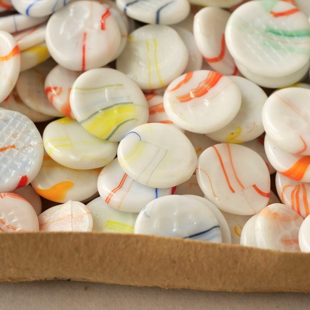 元箱入り乳白色マーブルおはじき 140枚以上 豆けり 昭和 レトロ