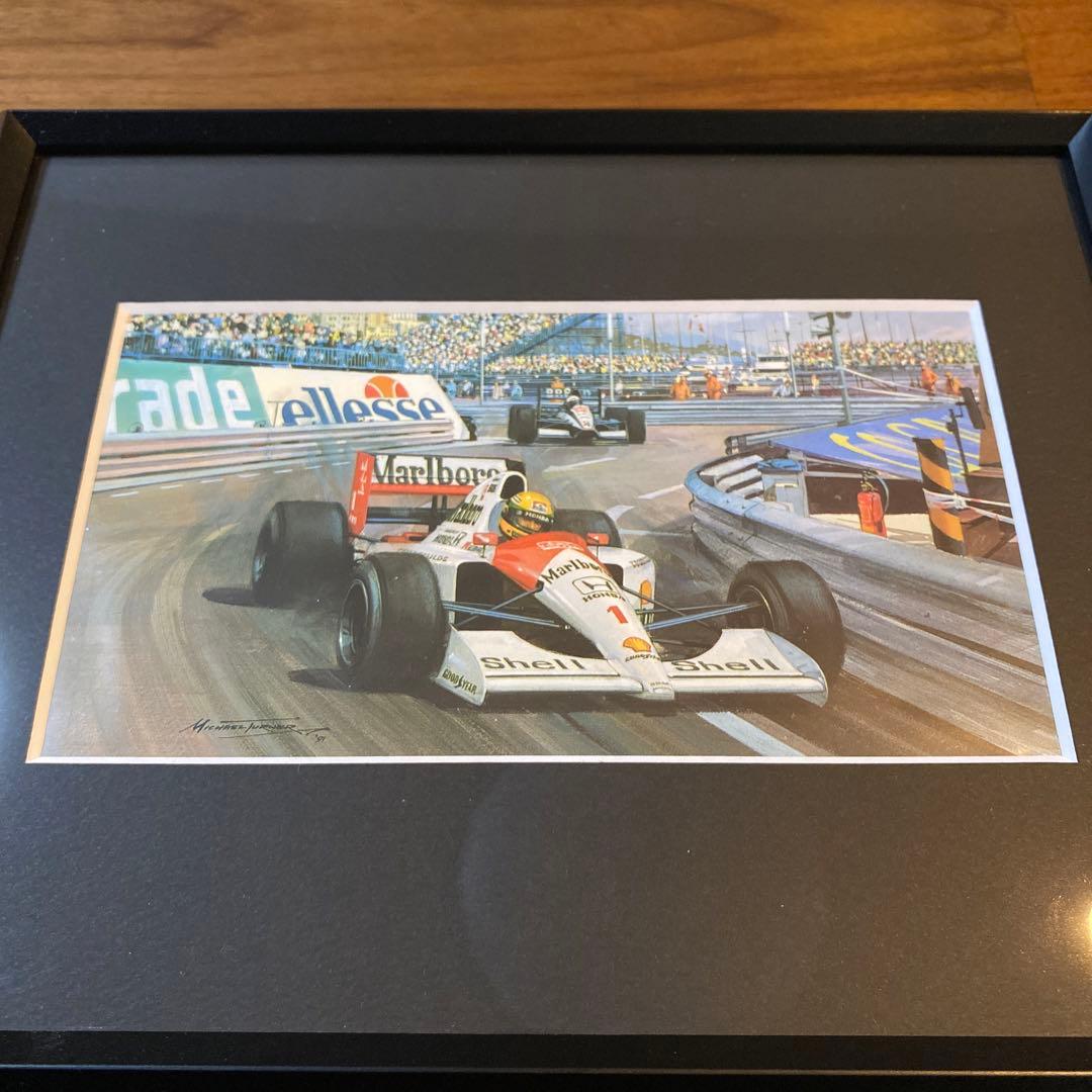 アイルトン・セナ マクラーレン・ホンダ MP4/6 モナコGP イラスト 額装品
