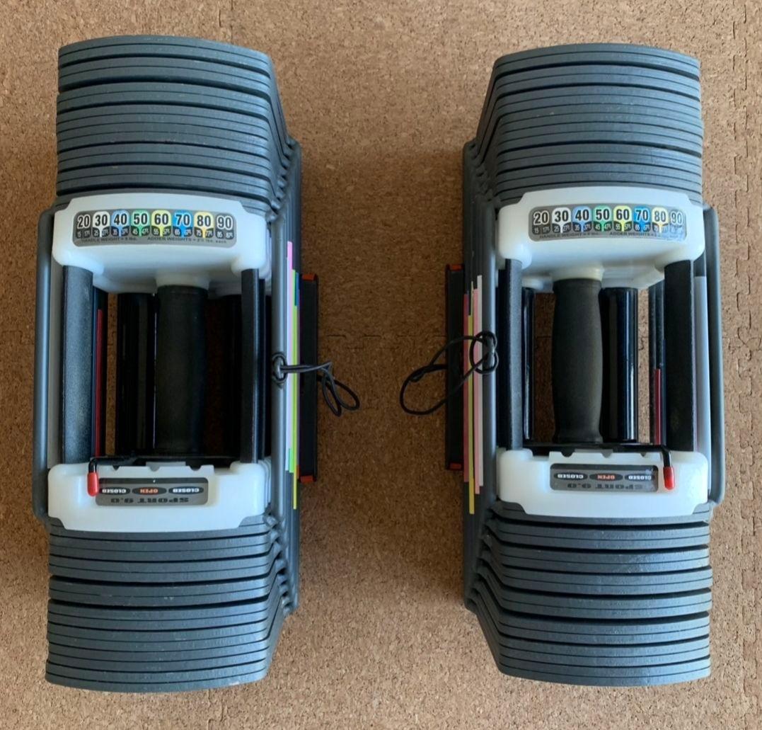 【ツル】ワンタッチ可変式ブロックダンベル(27段階） 20〜90ポンド ①