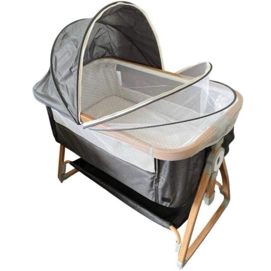 ま*ん様 多機能ベビーベッド 折畳み可能高さ調節添い寝ゆりかごキャスター付 乳児