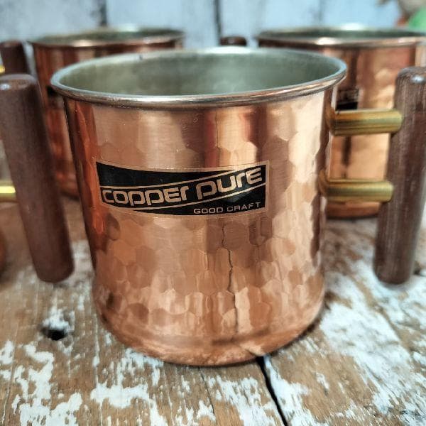 70-80s ヴィンテージ 未使用 コッパー マグカップ 5客 銅製 槌目