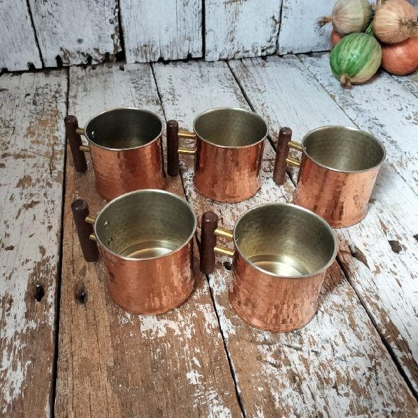 70-80s ヴィンテージ 未使用 コッパー マグカップ 5客 銅製 槌目