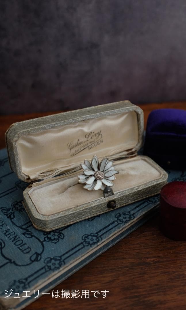 イギリスアンティークブローチケース＊英国アンティークボックス＊グレー＊ロング