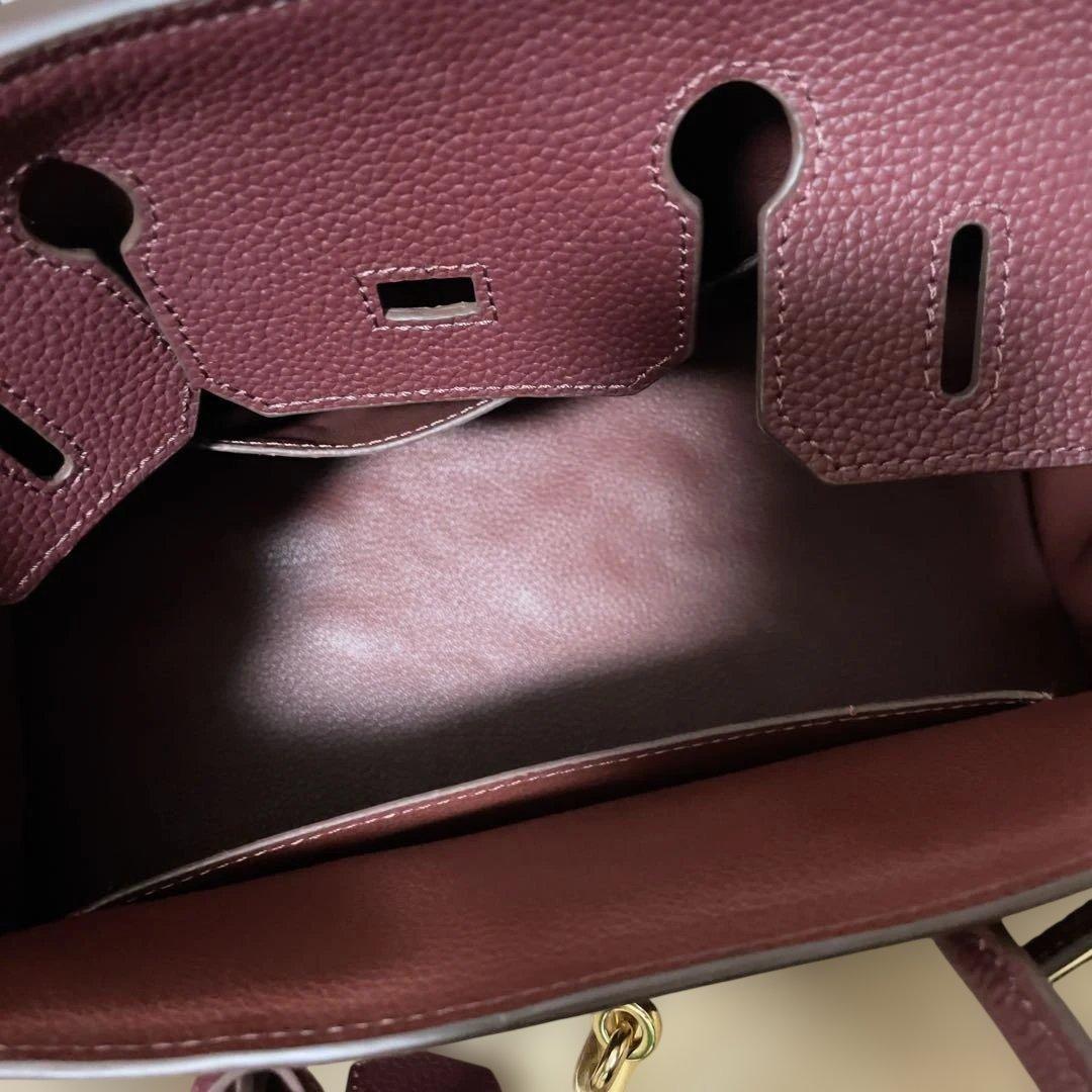 本革 バーガンディ レザー ハンドバッグ