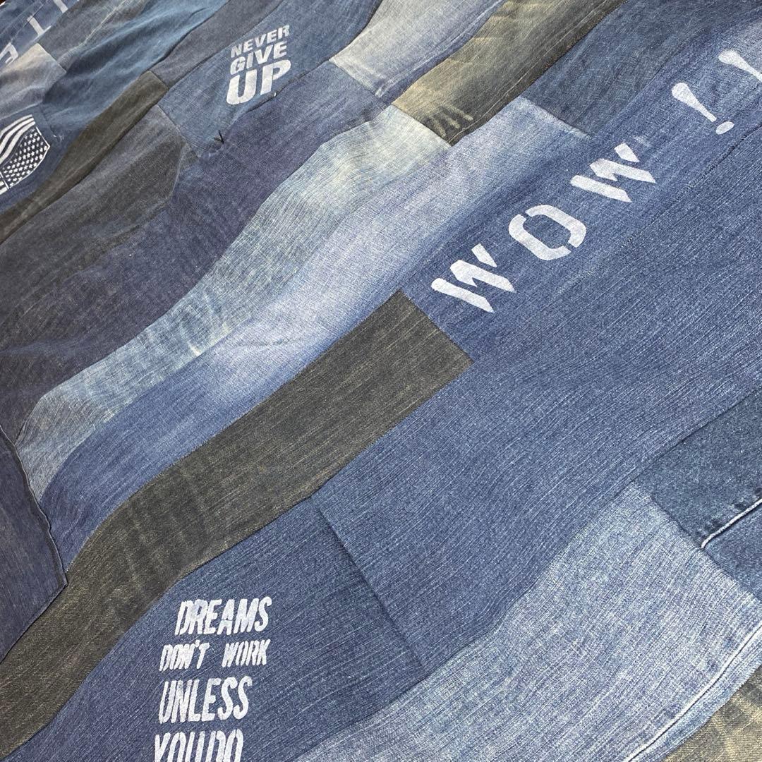 リメイクデニム マルチカバー　ハンドメイドざっくりベットカバーダメージ