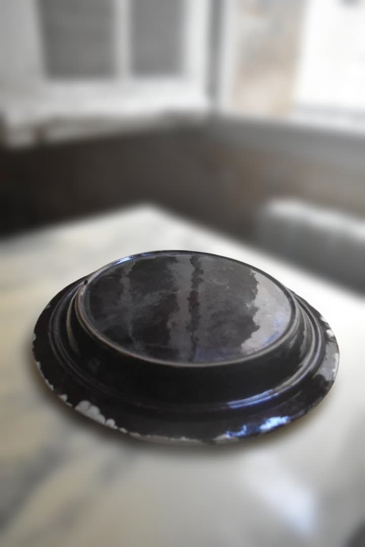 美品フランス19世紀　眺めの良いキュノワール皿　印有　古道具坂田　西洋民藝