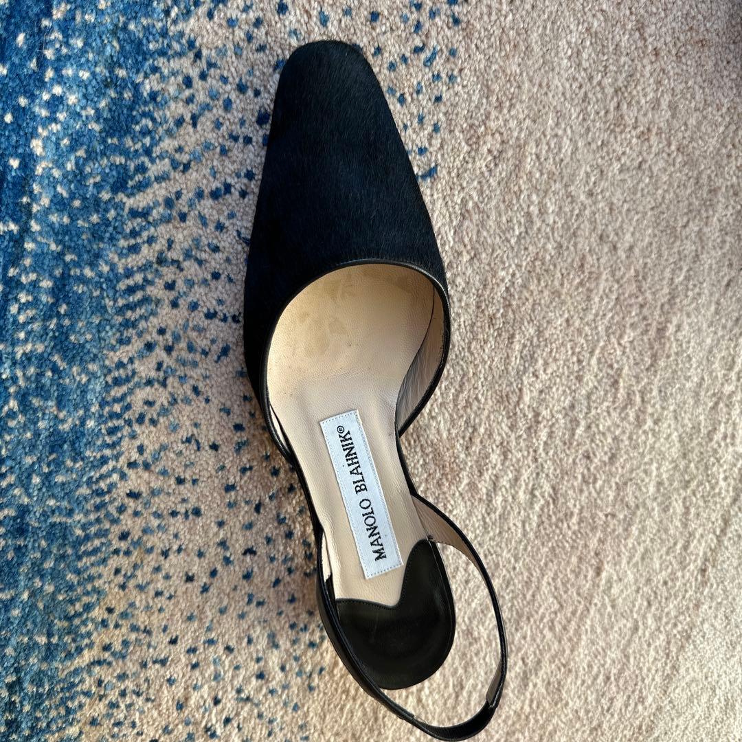 MANOLO BLAHNIK ハラコ　ブラックミュール 新品未使用　35.5