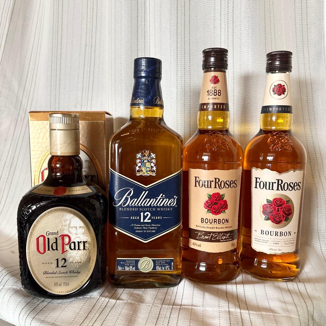 バランタイン12年Old Parr12年フォアローゼズウイスキー4本