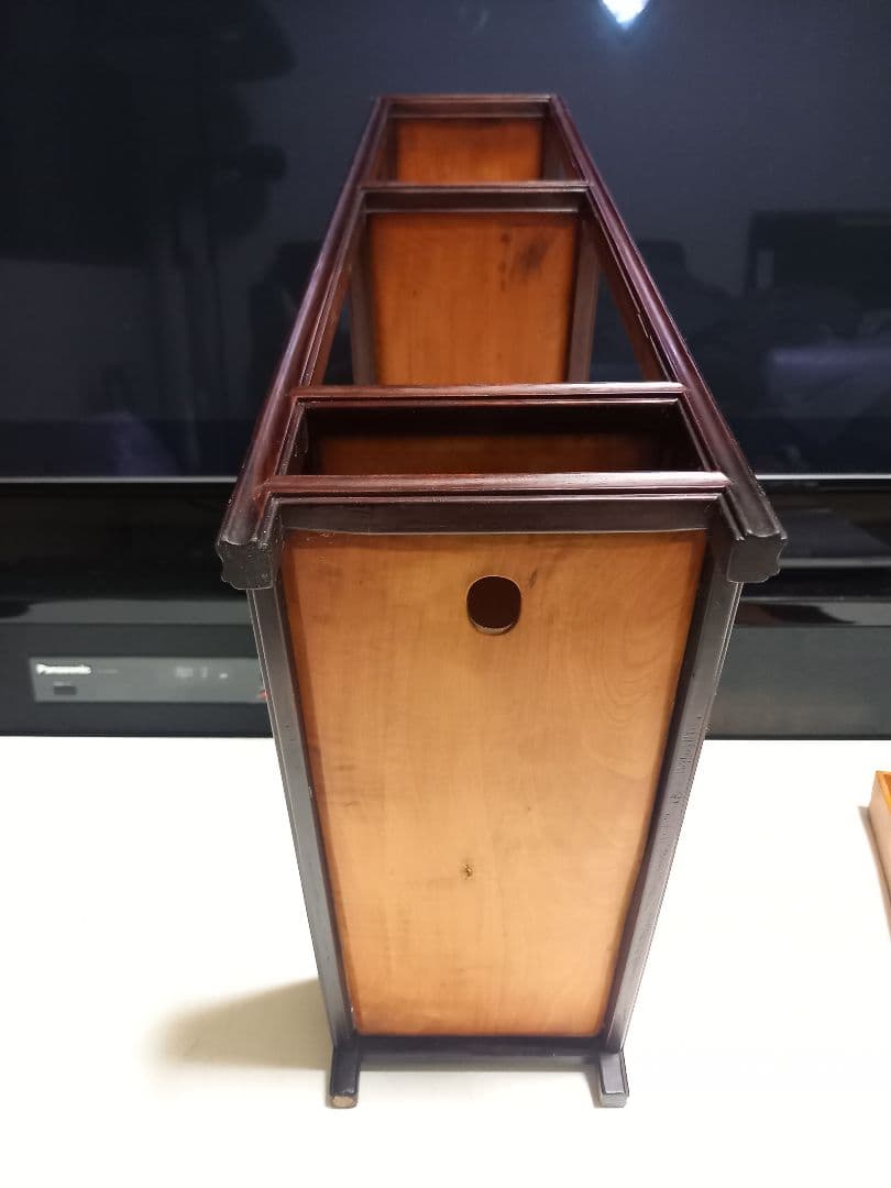 希少　明治期　指物細工　黒檀　良杢　隠し箱　からくり　飾り棚