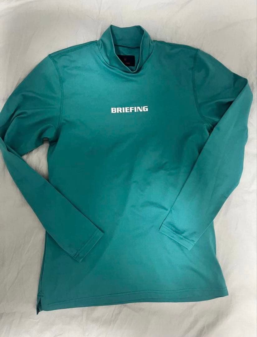 BRIEFING ターコイズ 長袖 モックネックシャツ Sサイズ