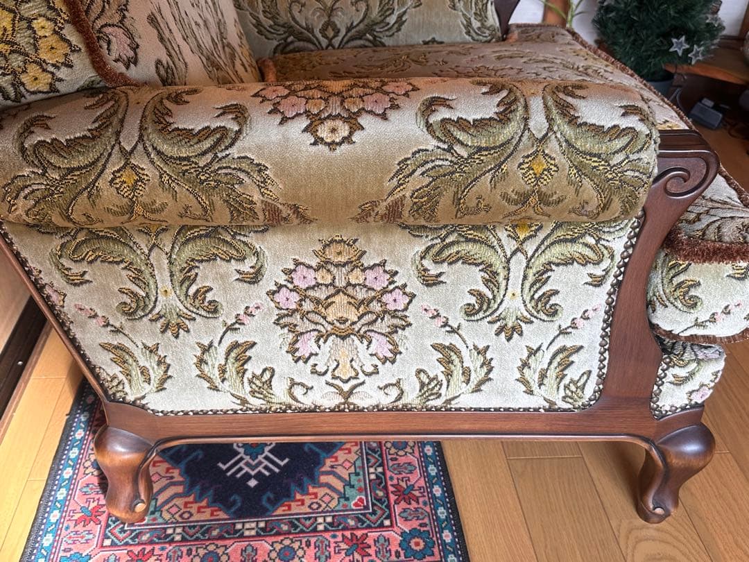 【美品】カリモク シングルソファ インテリア アンティーク 猫脚 1人掛け 椅子