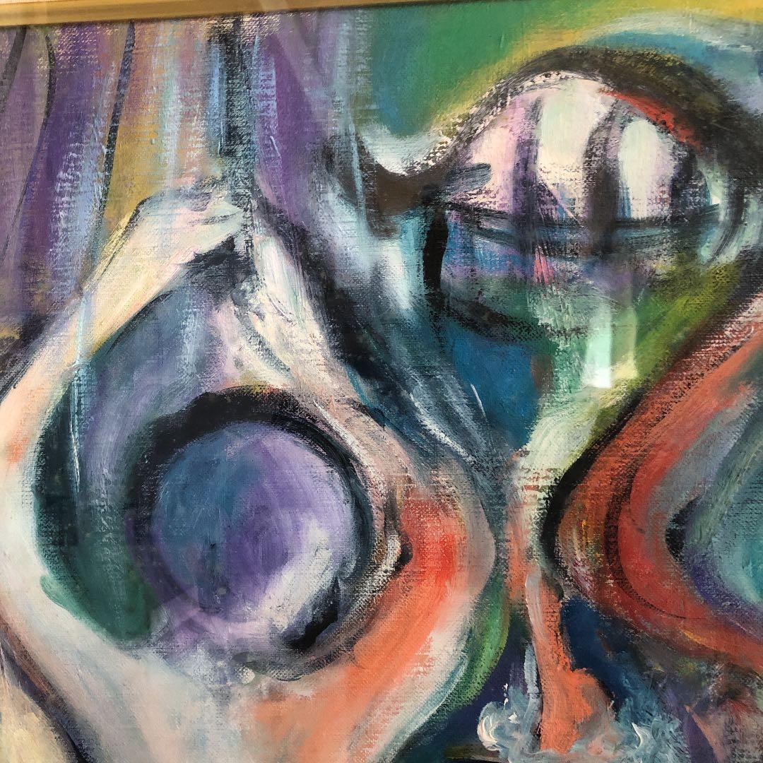 人気作家 鈴木康雄 油絵　親子の入浴　サイズ727×606mm相場価格260万円