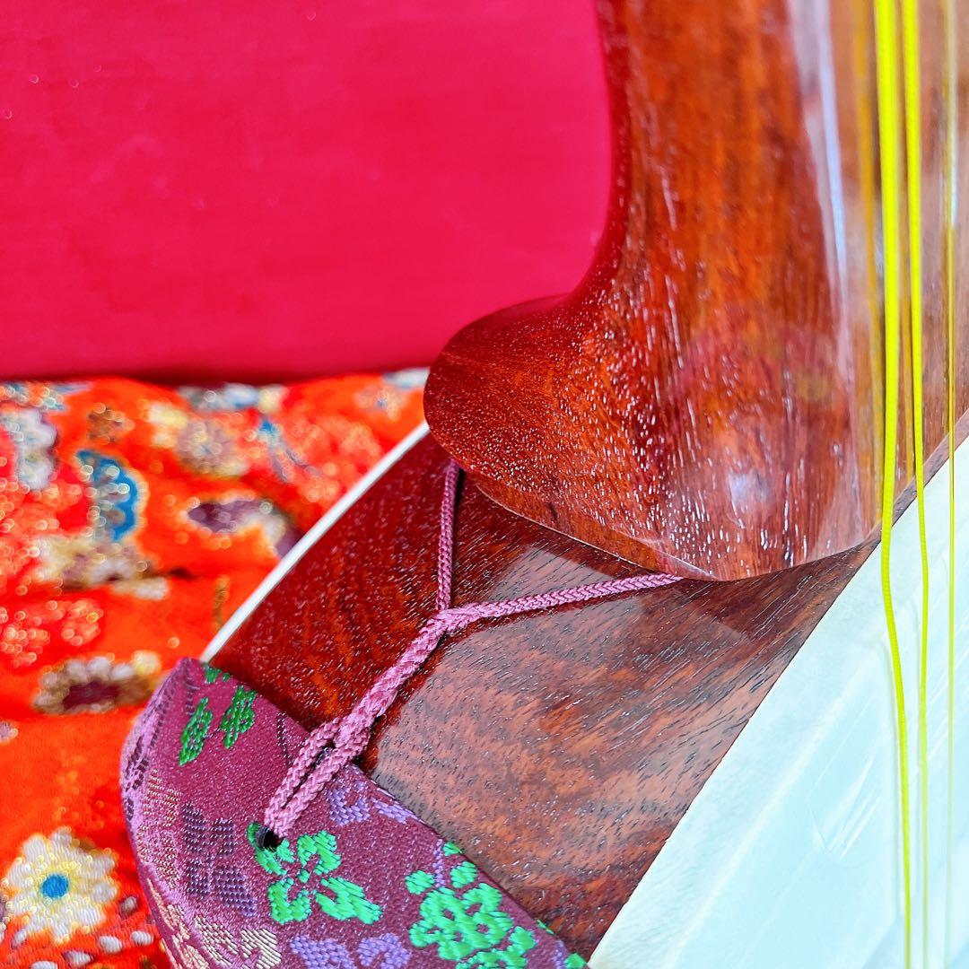 【現状品】三味線 ケース付き 和楽器 皮破れあり 紅木 紫檀