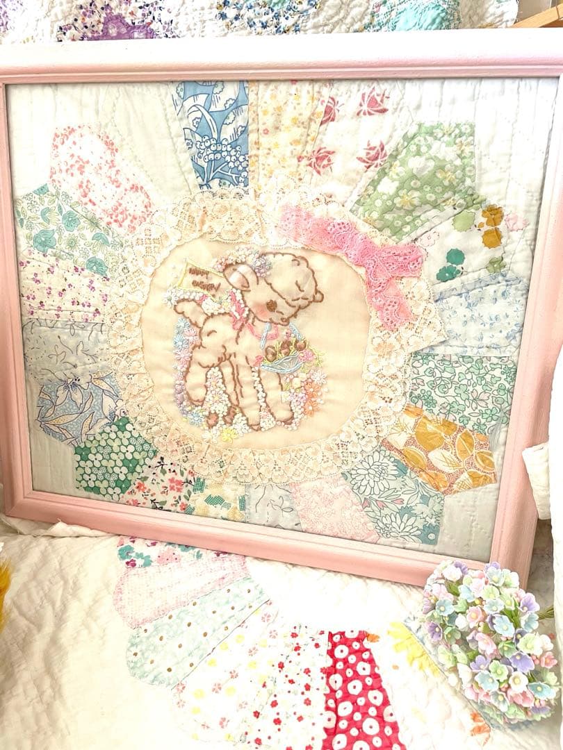 アンティークキルト＆アニマル刺繍フレーム·͜· ♡