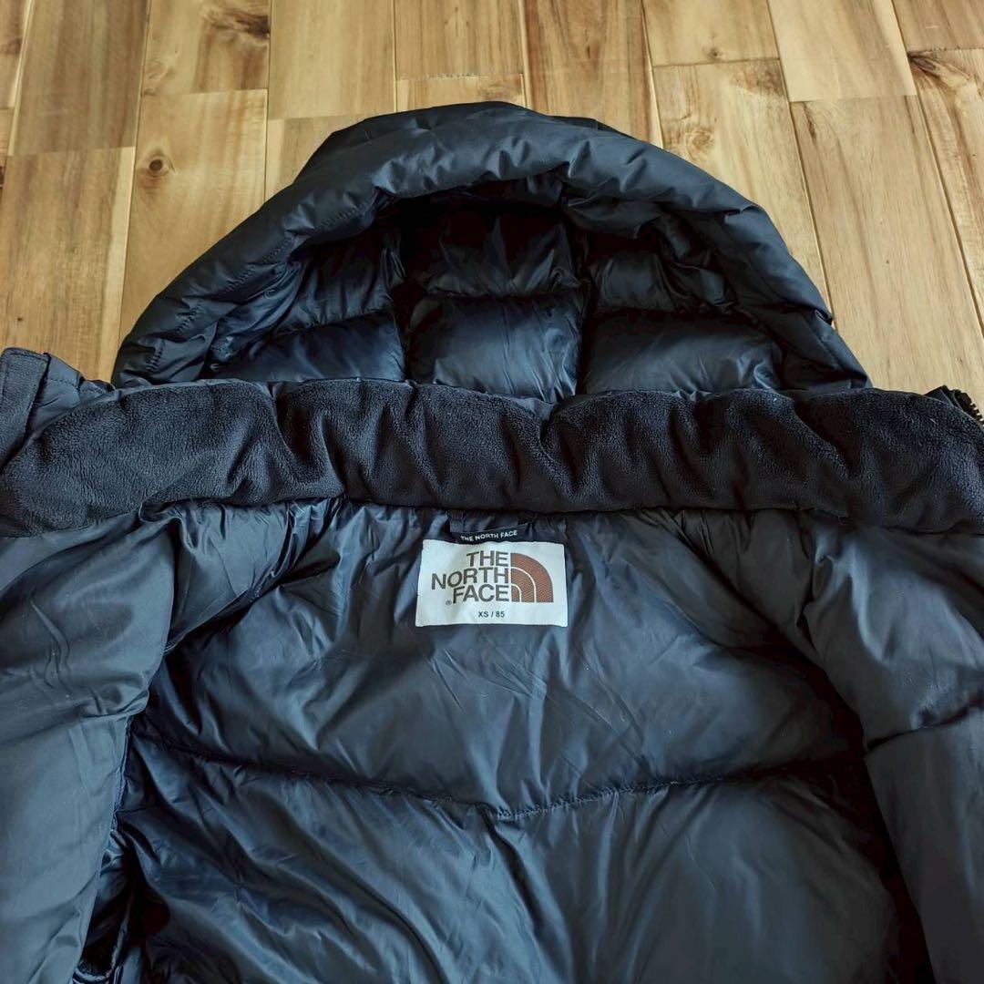 美品　ノースフェイス　ロングダウンジャケット　メンズ XS　ブラック　腕ロゴ