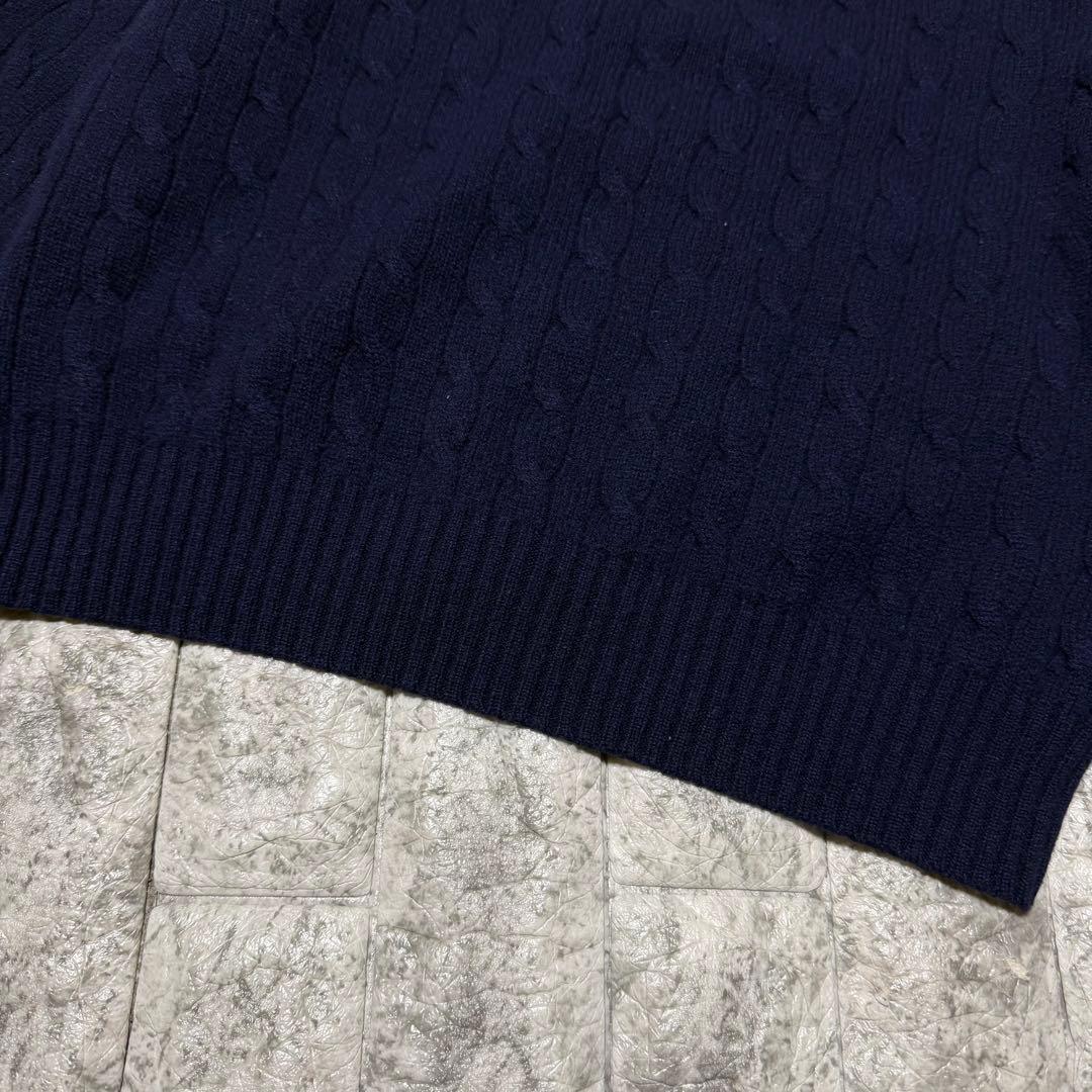 ラルフローレン　ケーブルニットカーデ　カシミヤ100% スタンドカラー