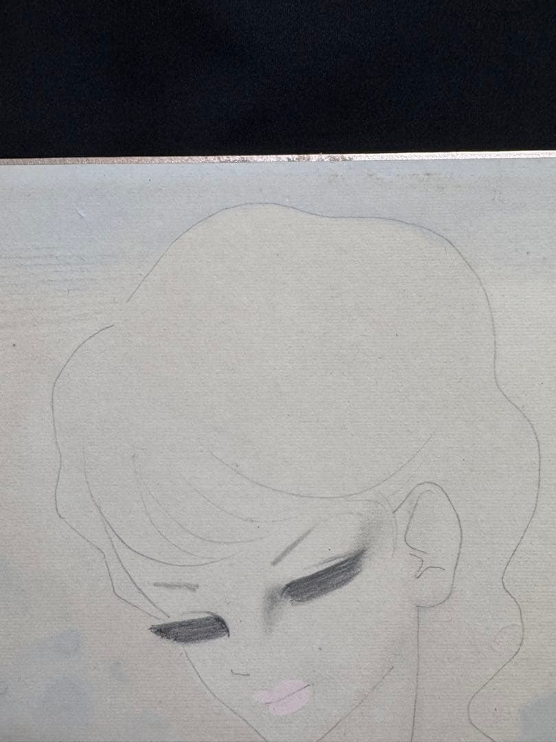 東郷青児 鑑定済婦人像 直筆サイン 印有り 東郷青児鑑定委員会 鑑定証型押し印付